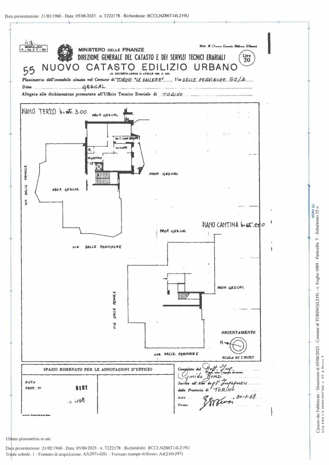 Three-room apartment via delle Pervinche 52, 52, Torino (neighborhood Vallette) - floor plans 1
