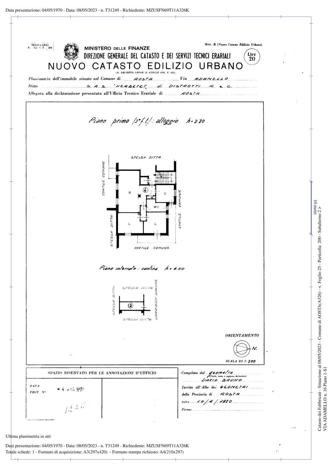 Quadrilocale Via Adamello, Aosta - planimetria 1