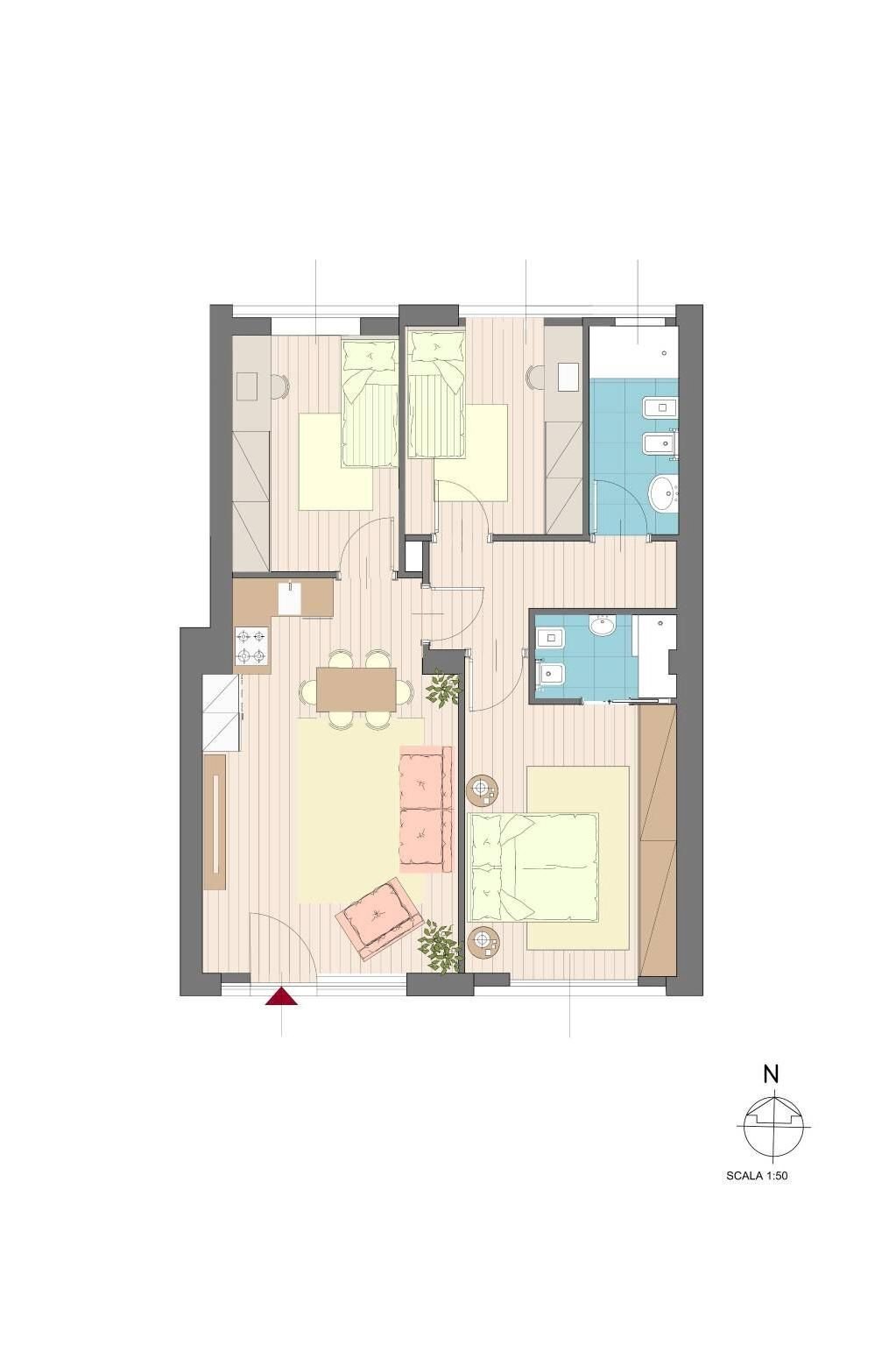 Quadrilocale via Giuseppe Mazzini, 8, Corsico - planimetria 1