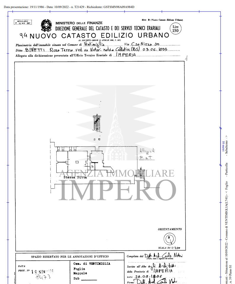 planimetria - Villa Corso Nizza 37, Ventimiglia - planimetria 1