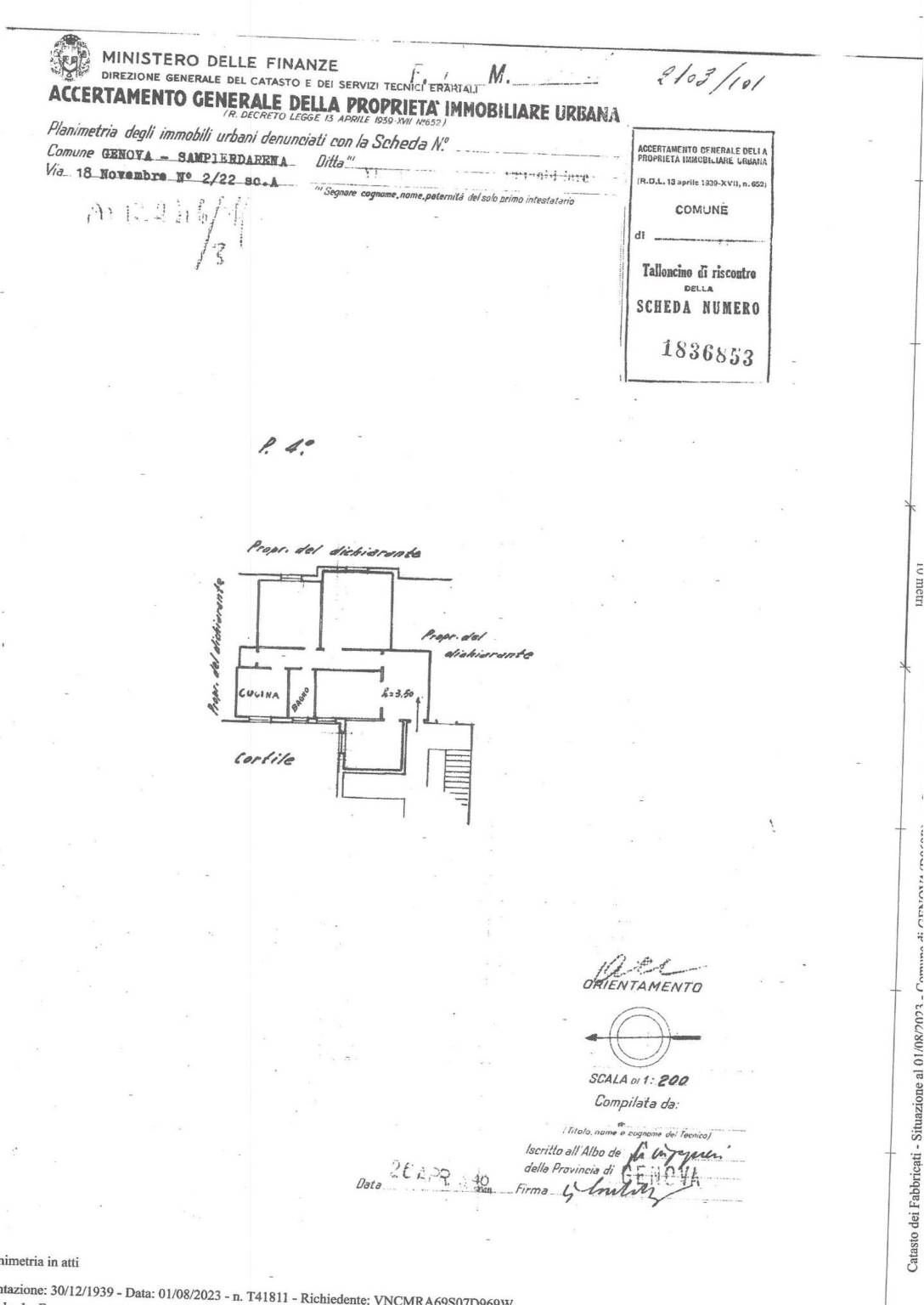 Quadrilocale via Tullio Molteni 2, Genova (zona Sampierdarena) - planimetria 1