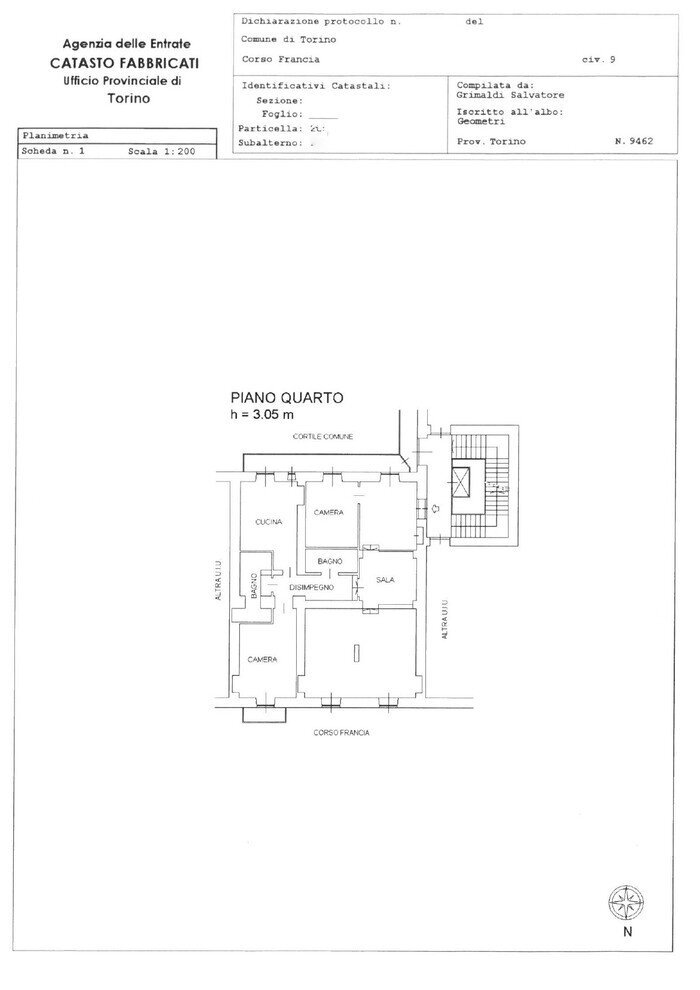 Appartamento Corso Francia 9, Torino (zona Cit Turin) - planimetria 1