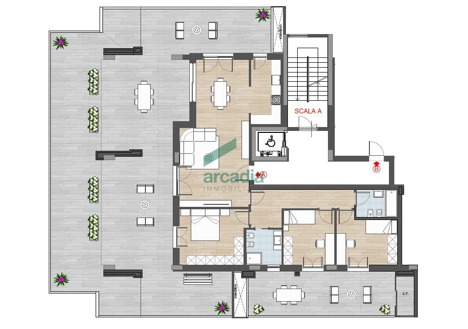 planimetria arredo.png - Four-room apartment Via Giuseppe Sangiorgi 3, Bari - floor plans 1