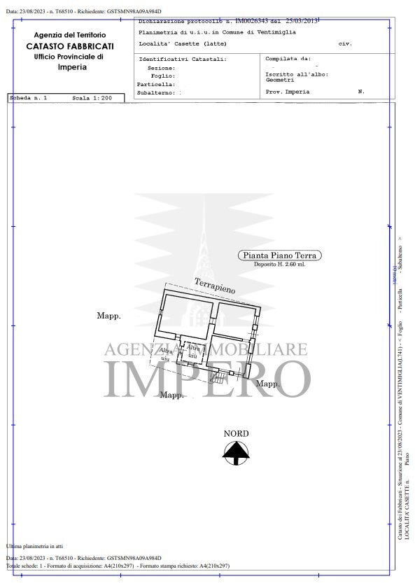 planimetria - Portion of a house Località Casette 4, Ventimiglia - floor plans 1