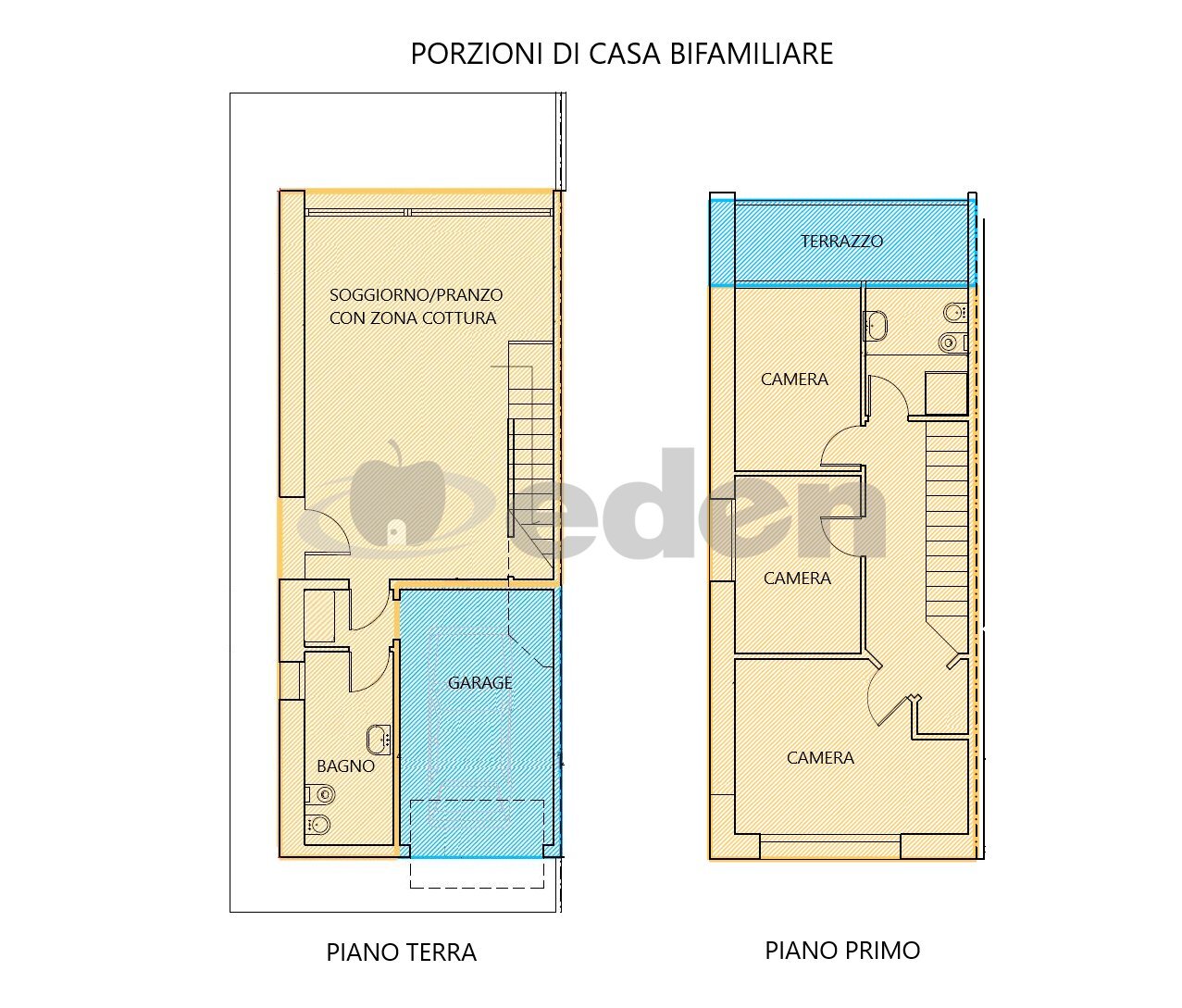 PIANTINE PORZIONE DI BIFAMILIARE.png - Casa indipendente Corso malmenago 19, Sant'Agata Bolognese - planimetria 1