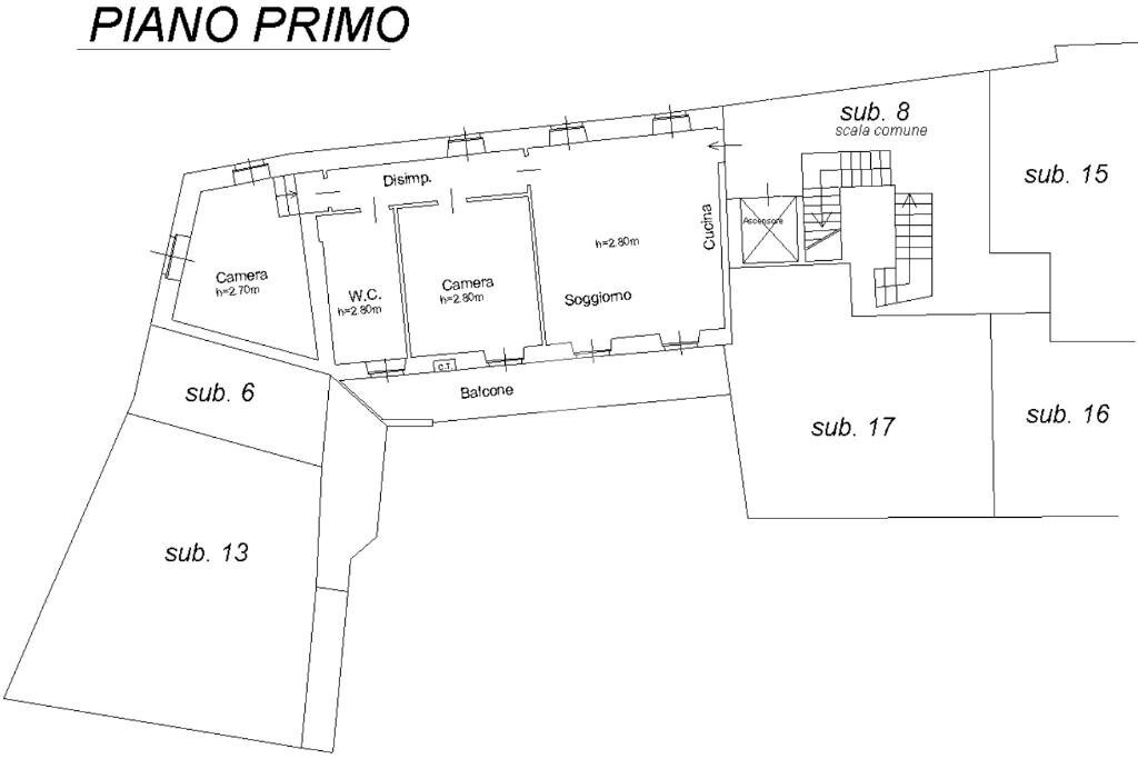 Three-room apartment Piazza Cavour, Cocconato - floor plans 1