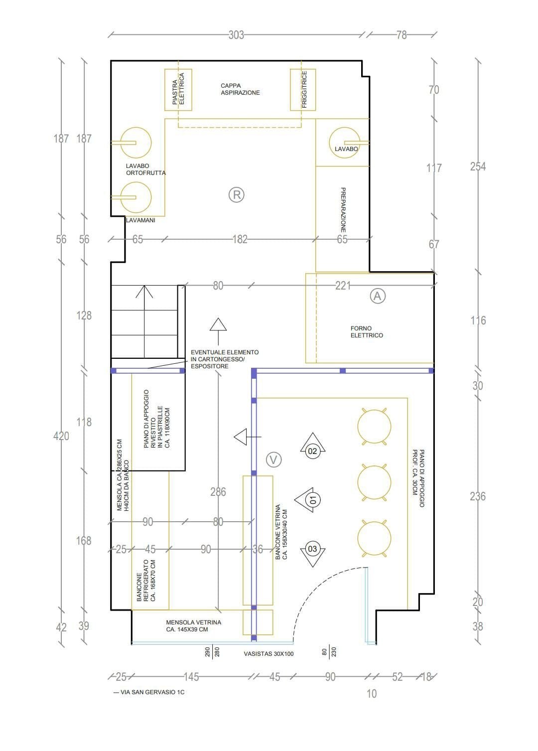 Bar Tavola Calda - Fredda via Ugo Bassi, Bologna (zona Centro Storico) - planimetria 1