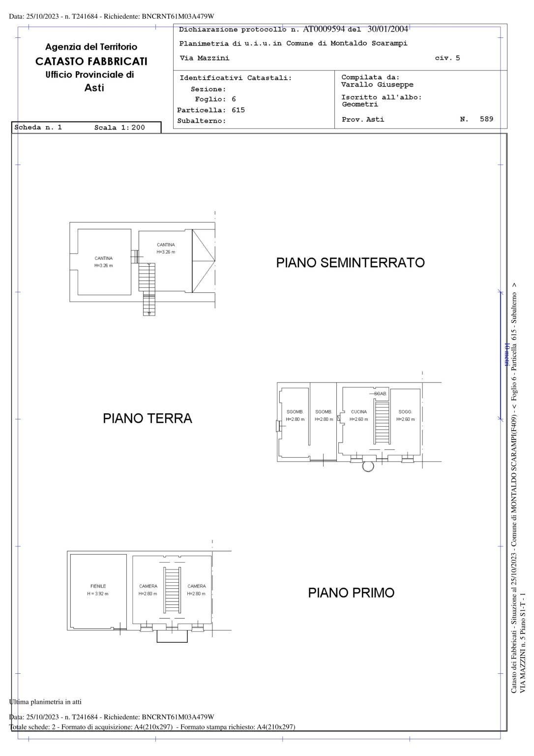 Terraced Villa via Giuseppe Mazzini, Montaldo Scarampi - floor plans 1