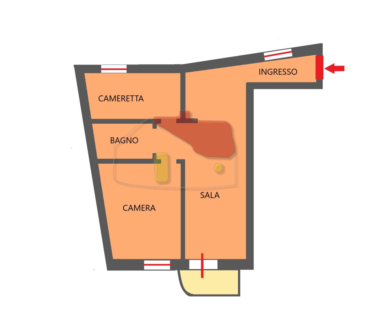 planimetria - Three-room apartment Corso Matuzia, Sanremo - floor plans 1
