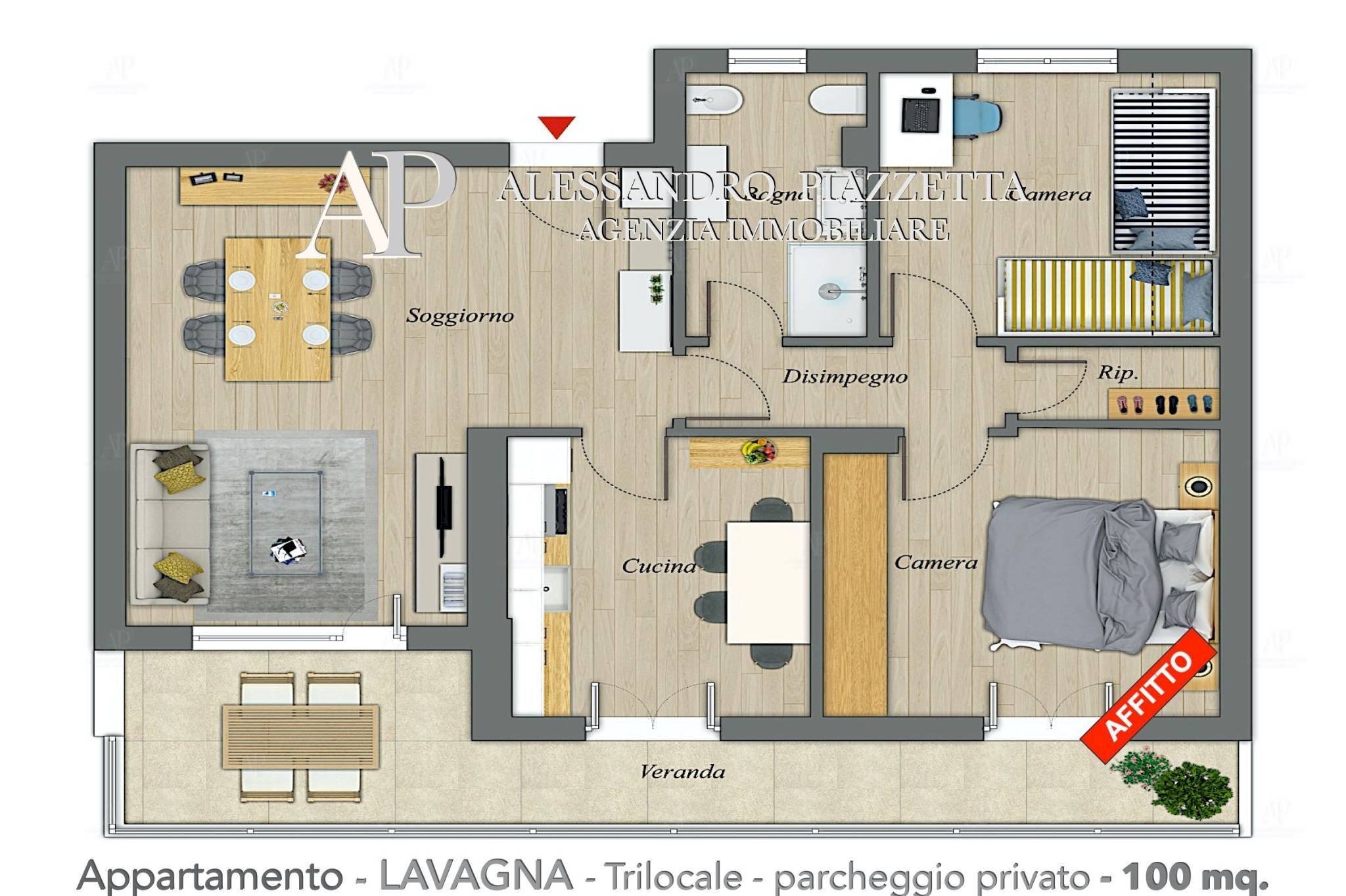 Trilocale Lavagna - planimetria 1