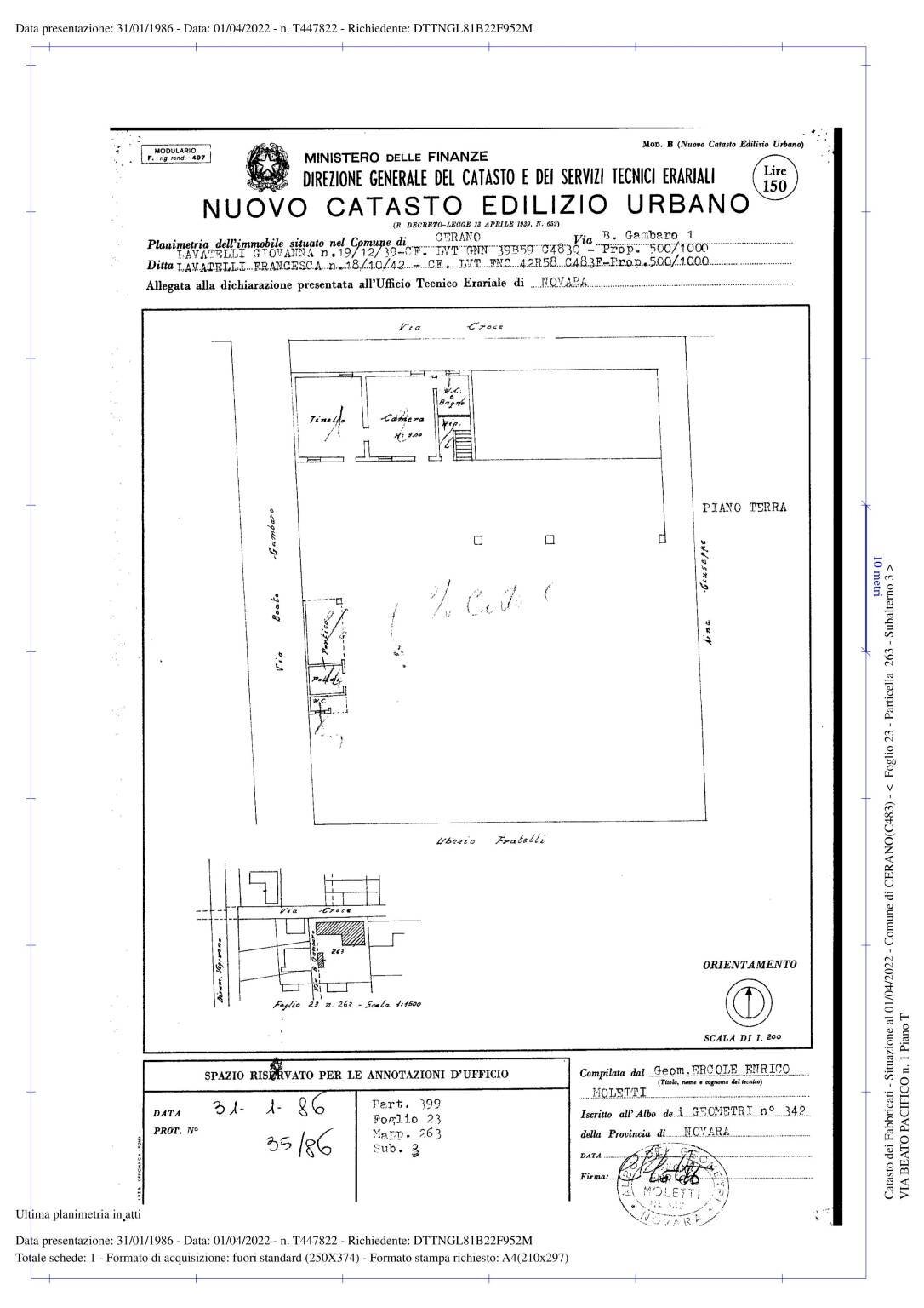 Rustico via Beato Gambaro, 1, Cerano - planimetria 1