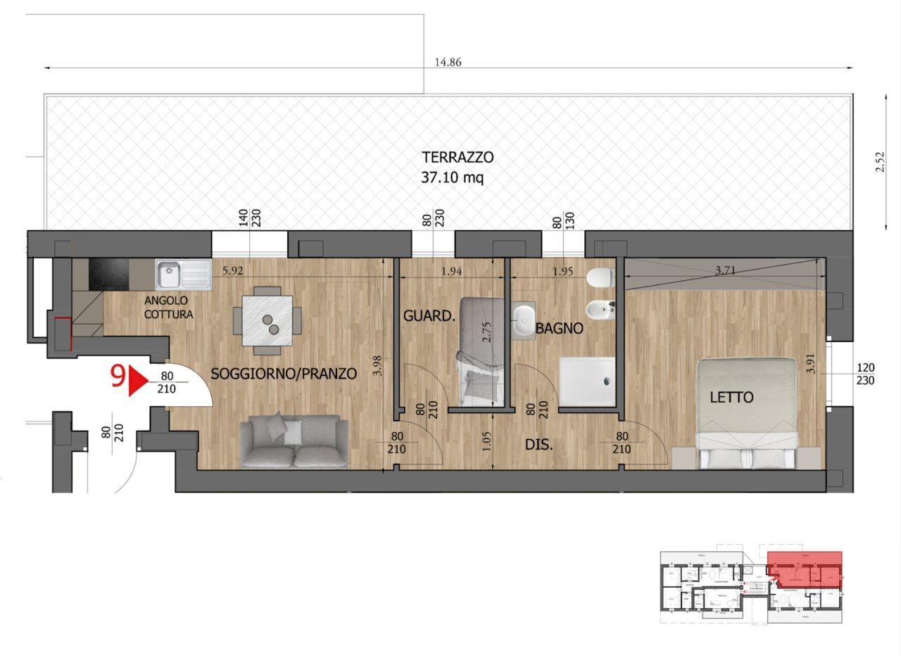 App.9.png - Four-room apartment Reggio nell'Emilia - photo 2