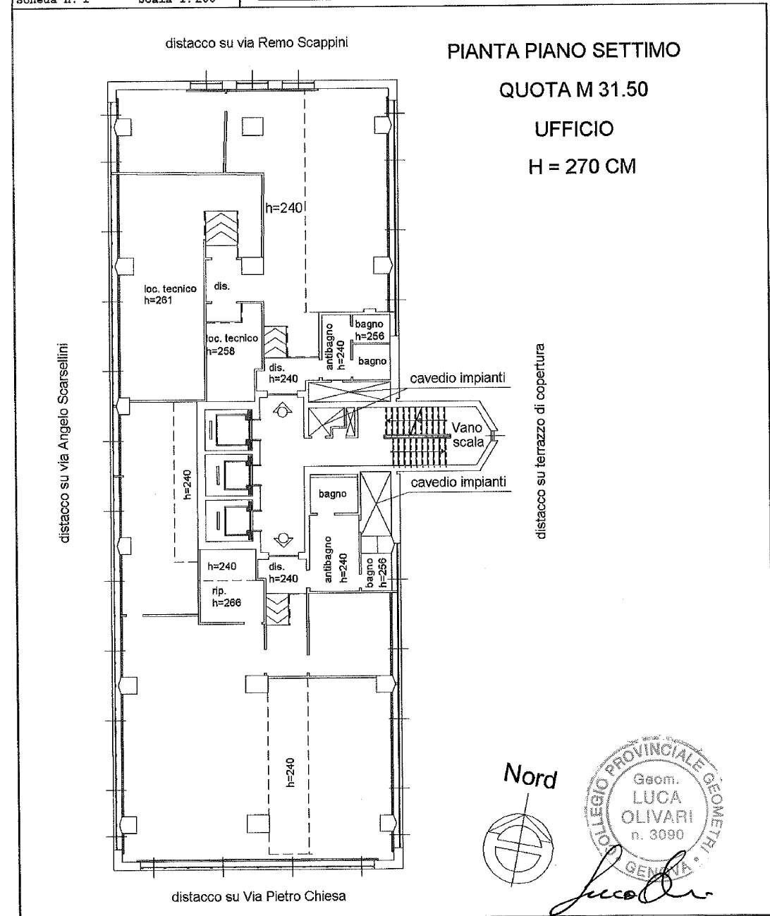 Ufficio via Pietro Chiesa, 7, Genova (zona Sampierdarena) - planimetria 1