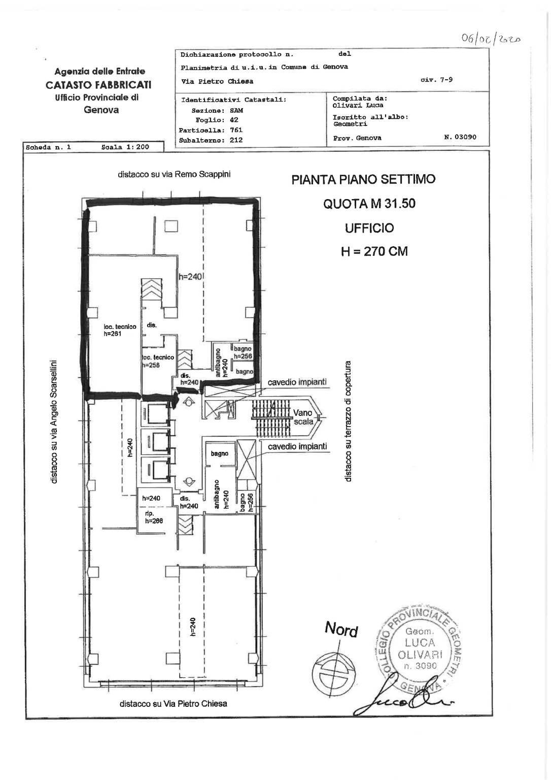 Ufficio via Pietro Chiesa, 7, Genova (zona Sampierdarena) - planimetria 1