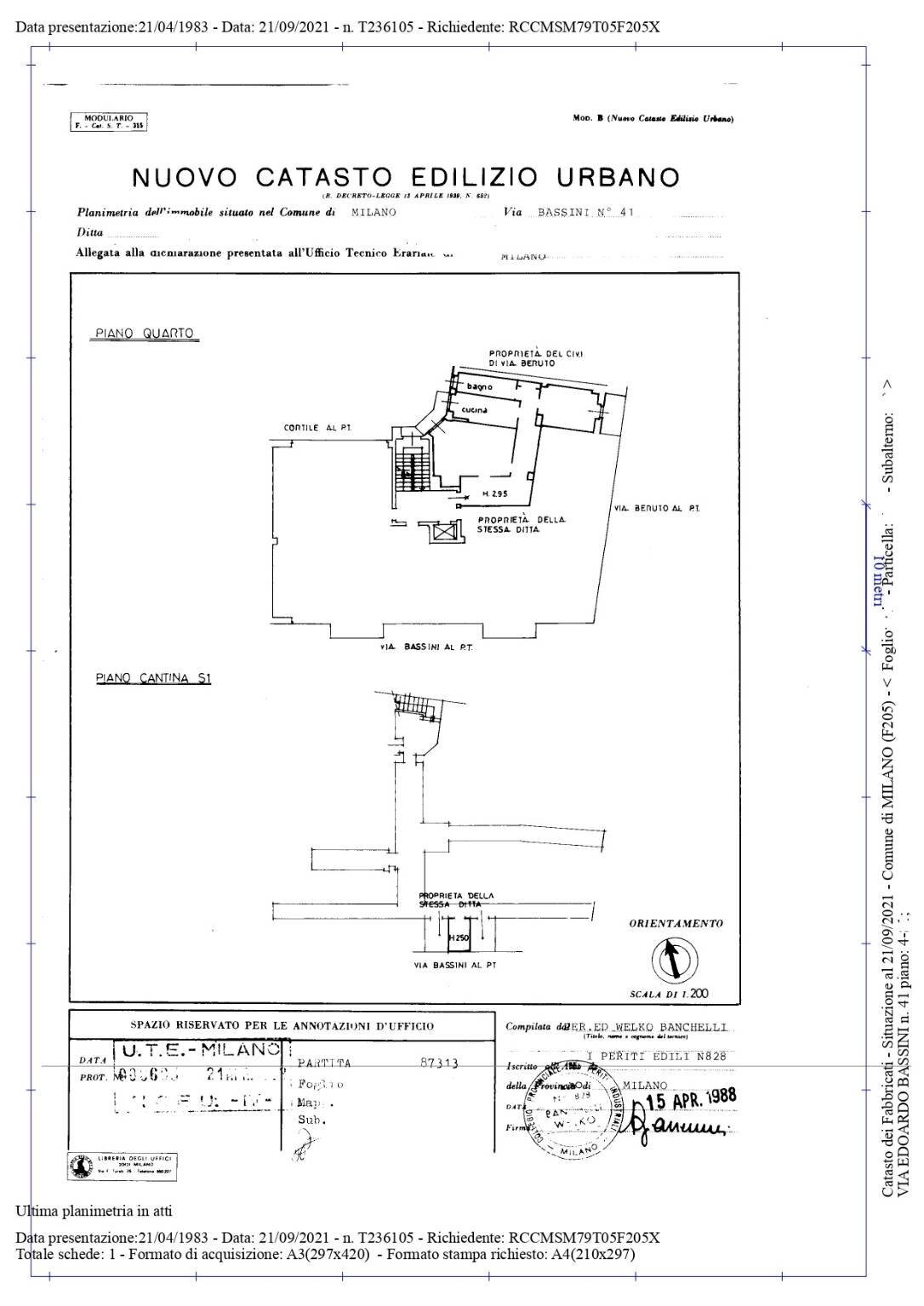 Two-room apartment via Edoardo Bassini, 41, Milano - floor plans 1
