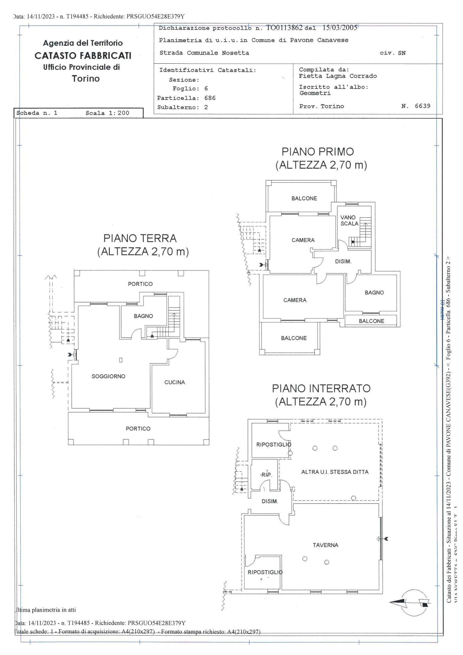 Porzione di casa Pavone Canavese - planimetria 1