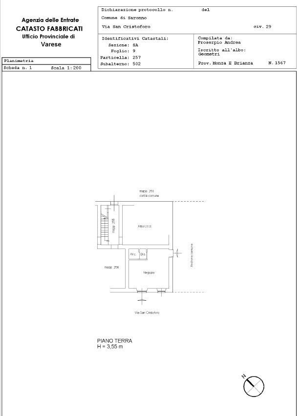 Negozio via San cristoforo, 29, Saronno - planimetria 1