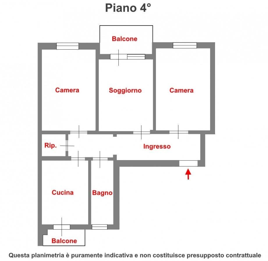Quadrilocale via San Giovanni, 8, Pinerolo - planimetria 1