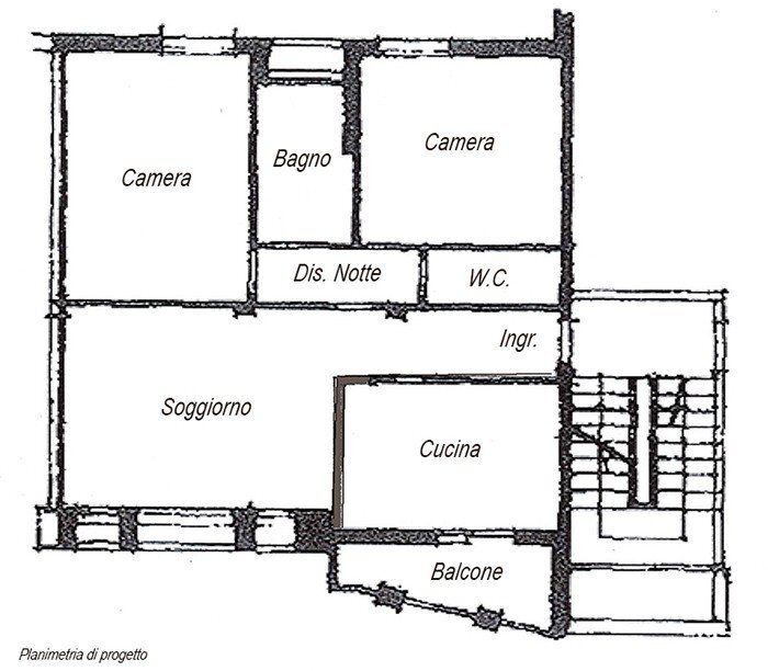 Quadrilocale Bologna (zona Bolognina) - planimetria 1
