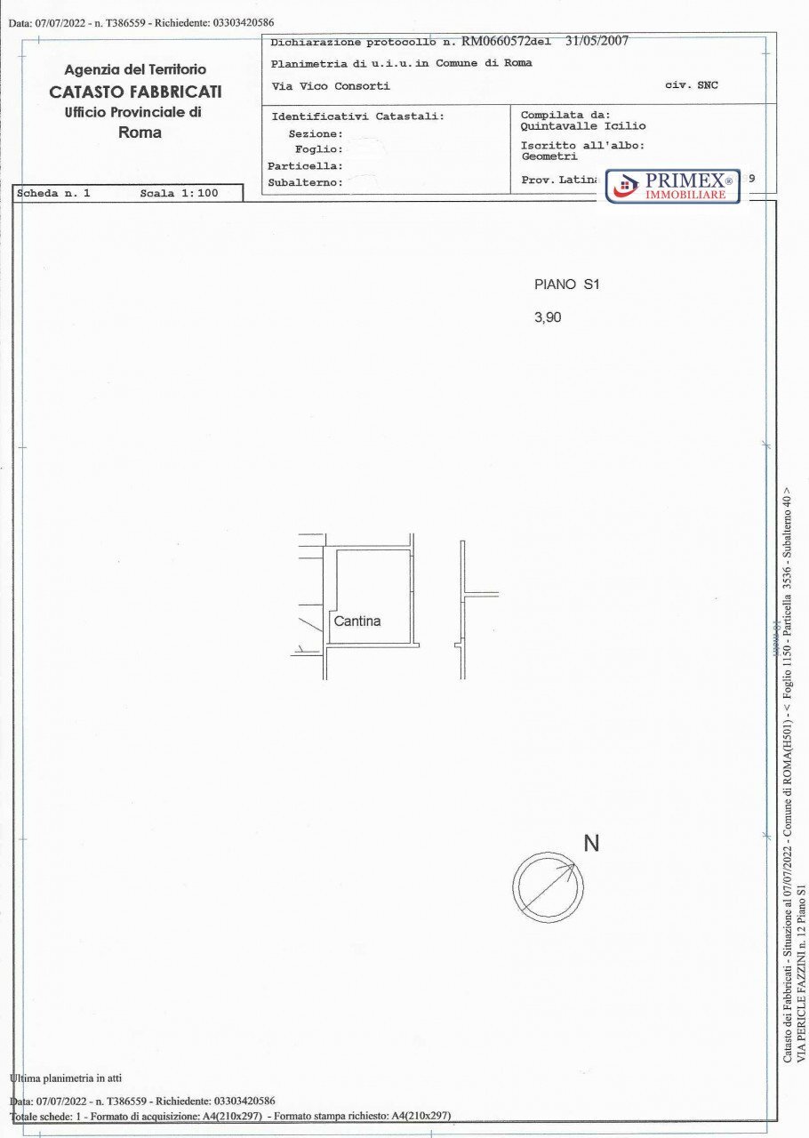 Magazzino via Pericle Fazzini, Roma - planimetria 1