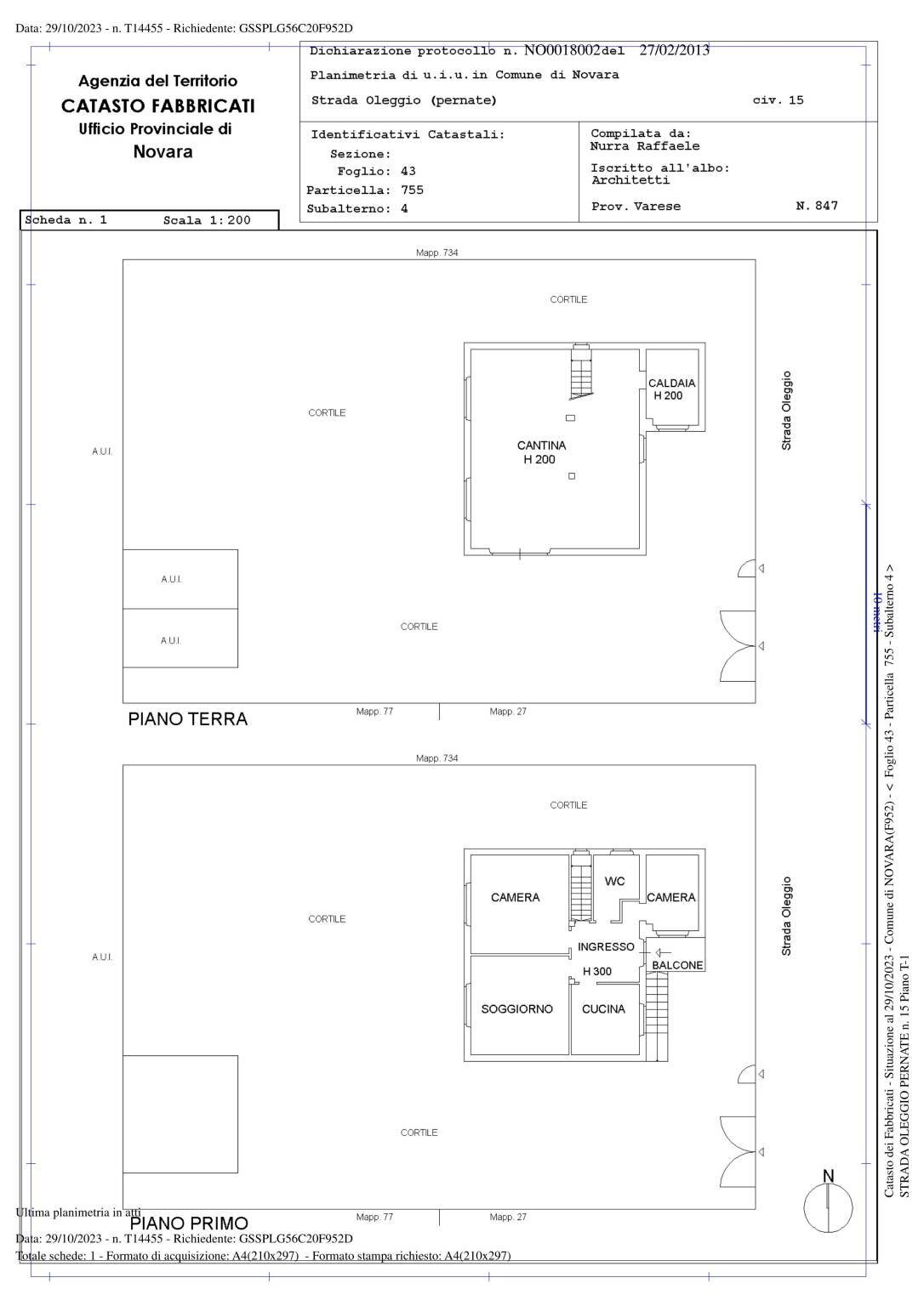Villa strada Oleggio, 15, Novara (zona Pernate) - planimetria 1