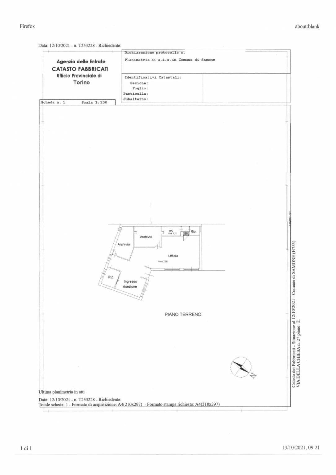 Ufficio via della Chiesa, 27, Samone - planimetria 1