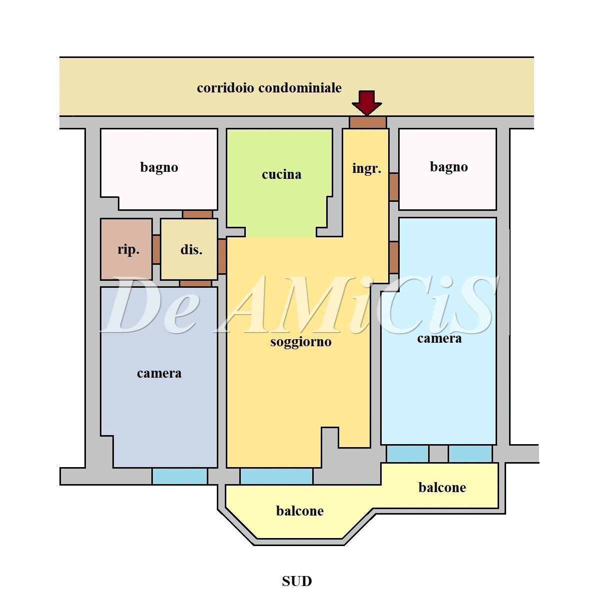 Three-room apartment via G. Ruffini, Ventimiglia - floor plans 1
