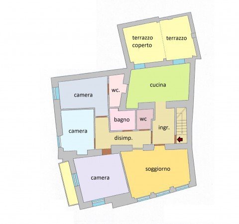 Four-room apartment via Umberto I, 2, Castel Vittorio - floor plans 1