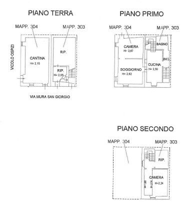 Independent house piazza Malatesta, Verucchio - floor plans 1
