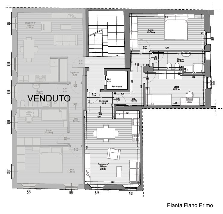 Three-room apartment via FASSI, Carpi - floor plans 1