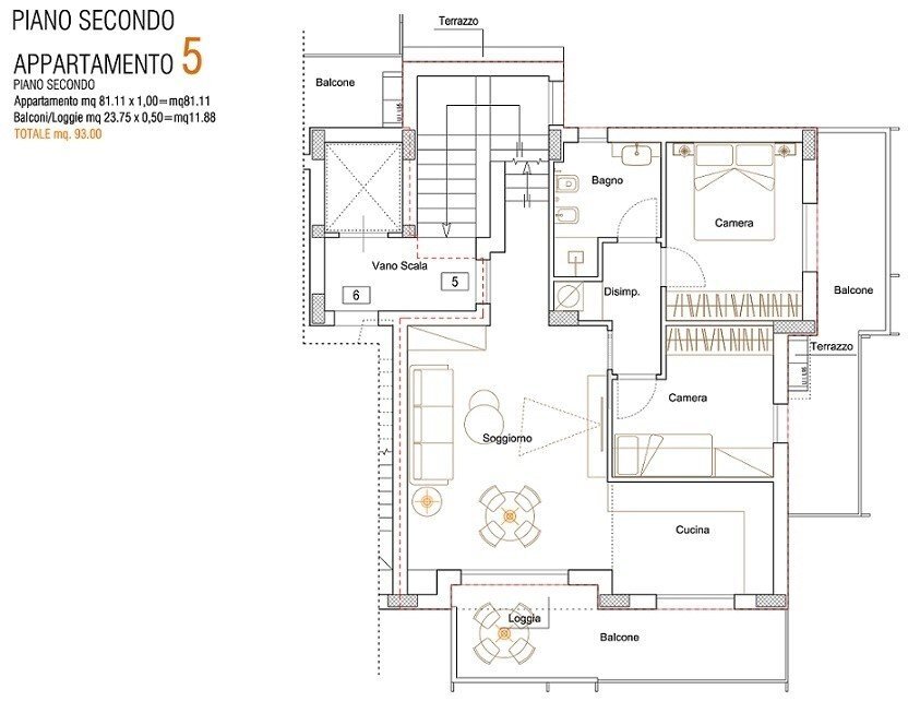 Quadrilocale viale castrocaro, Riccione - planimetria 1