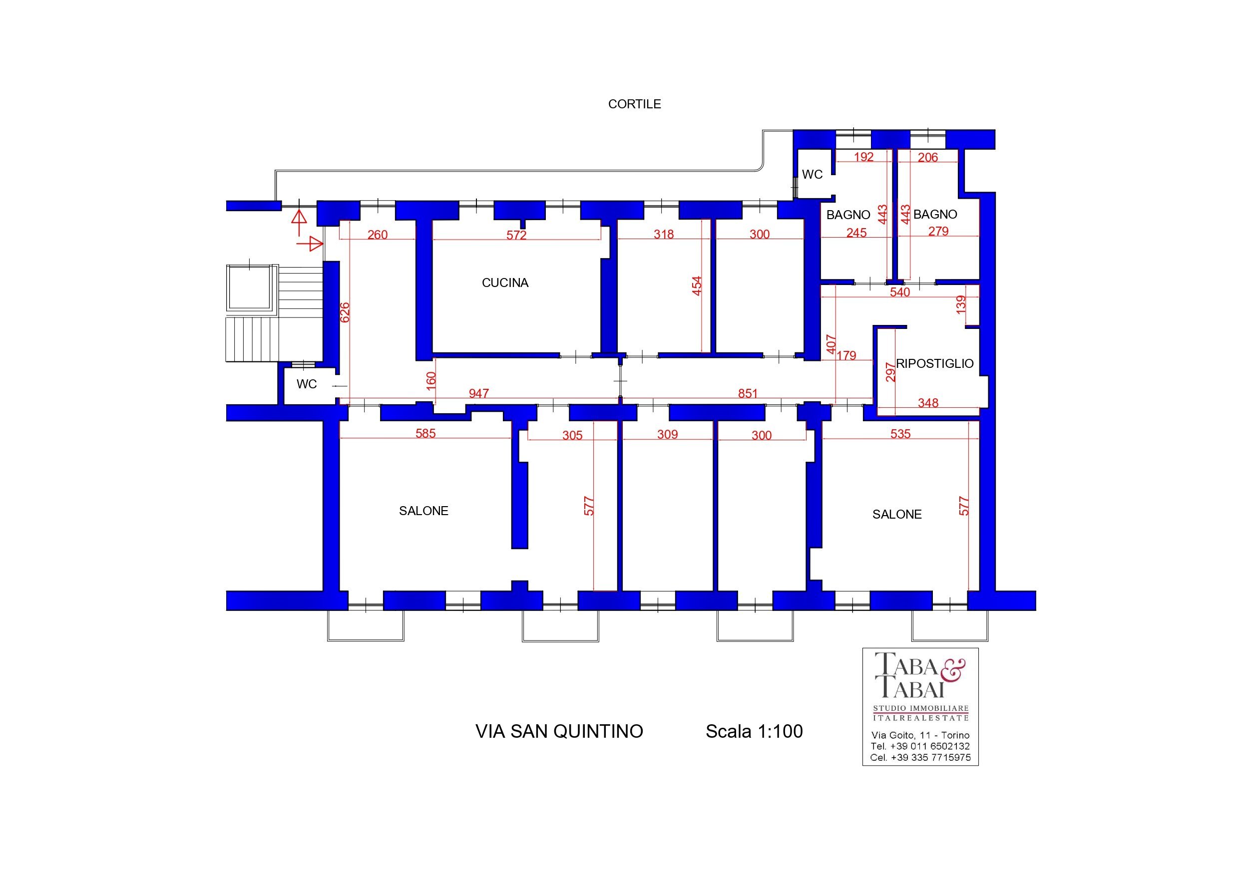 Planimetria - Appartamento via San Quintino, 16, Torino (zona Centro) - planimetria 1