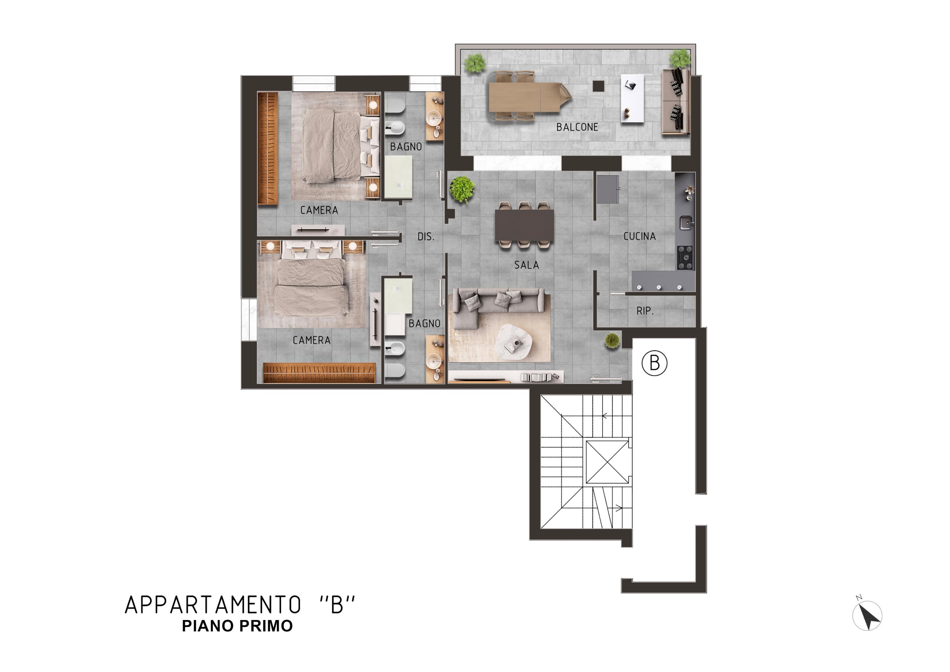 Four-room apartment Via Tre Case, hamlet San Donnino, Modena - floor plans 1