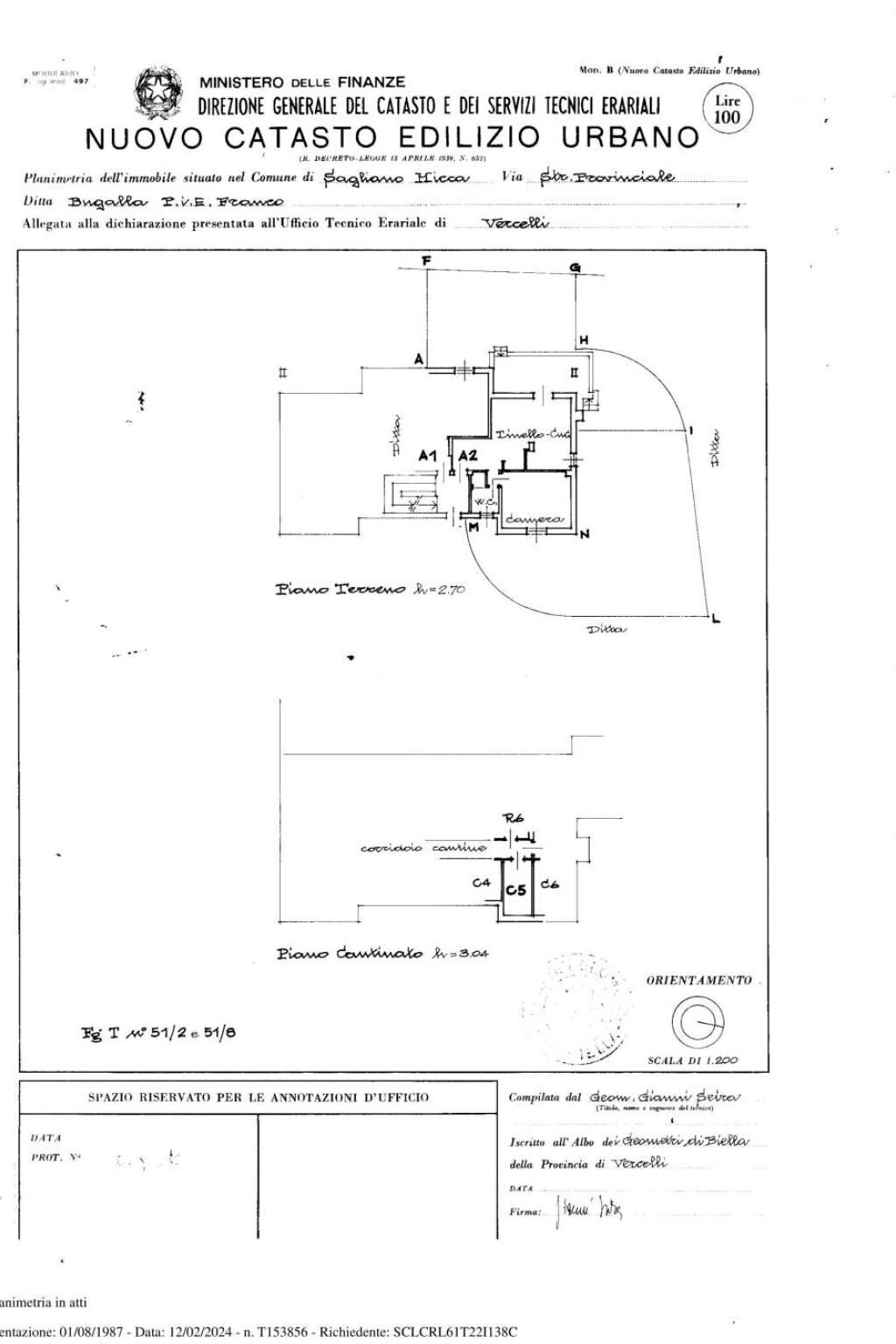 Bilocale via Torino, 6, Sagliano Micca - planimetria 1