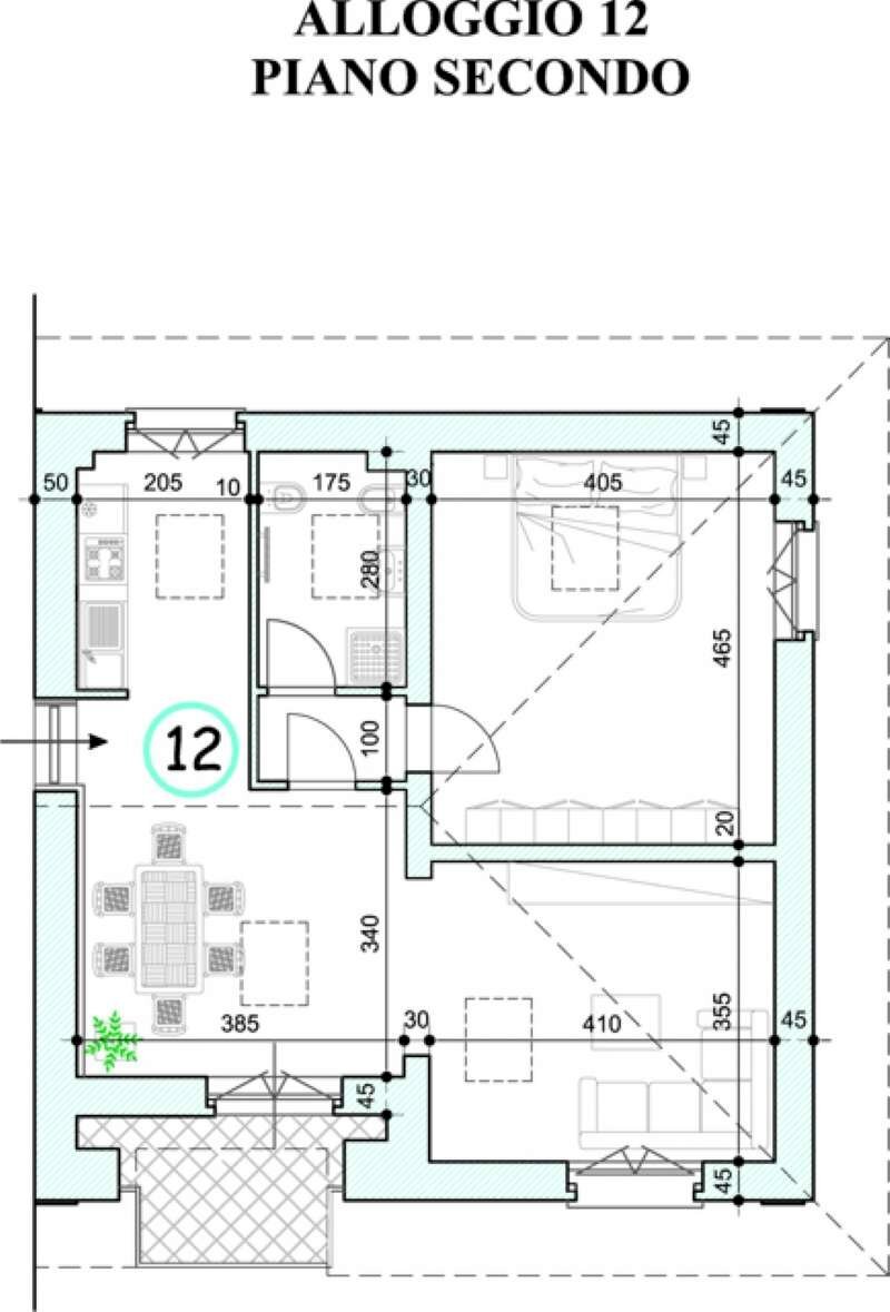 p2 interno 12 - Trilocale via Saluzzo, 159, Pinerolo - planimetria 1