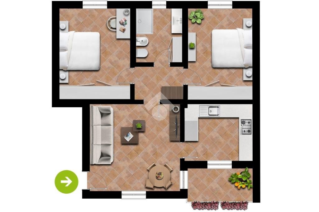 Three-room apartment Corso Guercino, Cento - floor plans 1