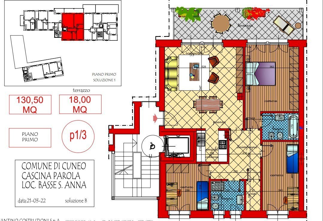 Appartamento via Basse Sant'Anna, Cuneo (zona Centro) - planimetria 1