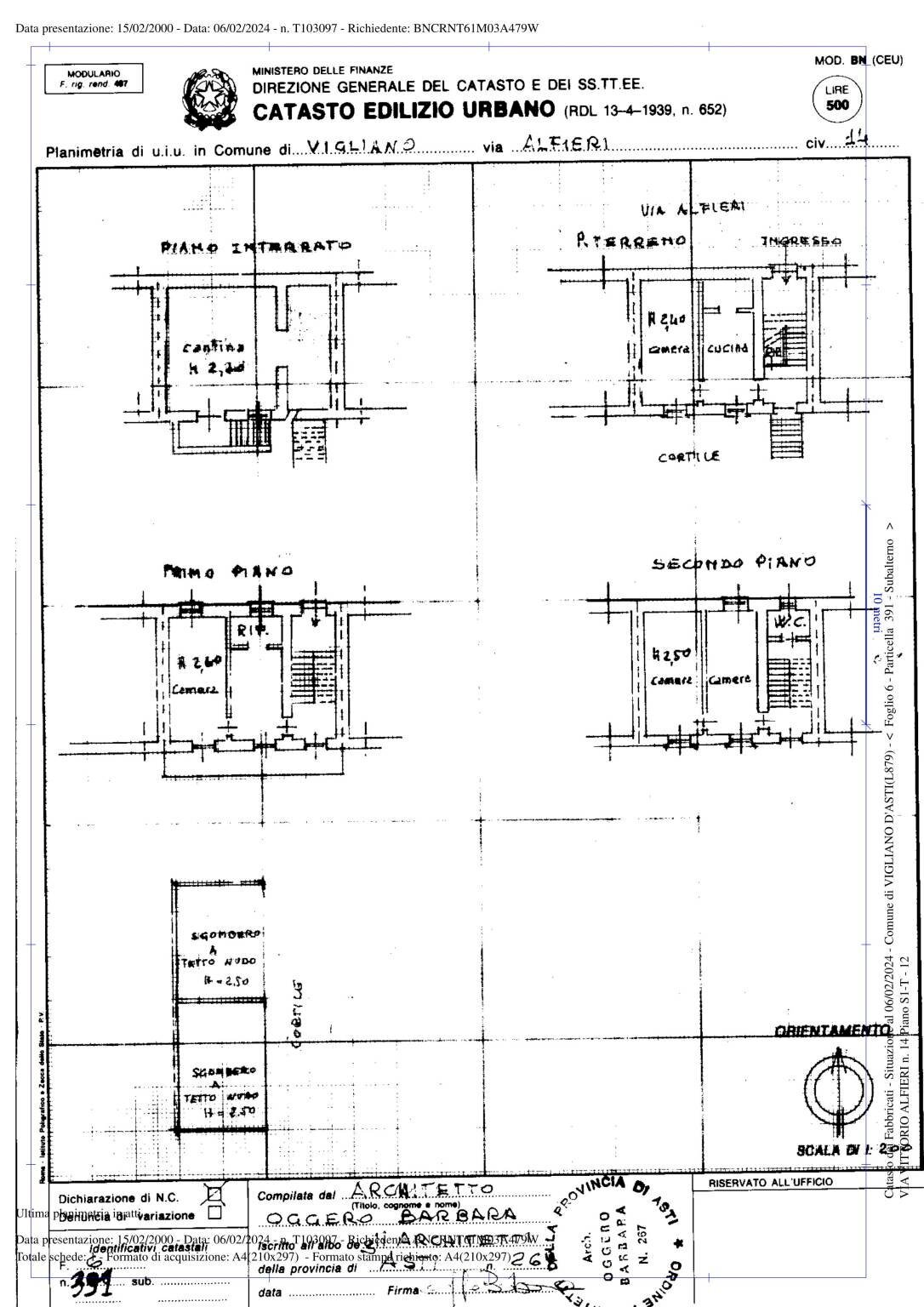 Villa a Schiera via Vittorio Alfieri, Vigliano d'Asti - planimetria 1