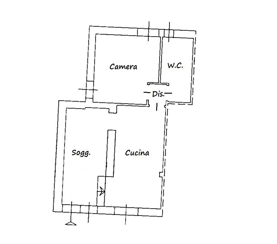 Bilocale Rue du Coutumier, Aosta - planimetria 1