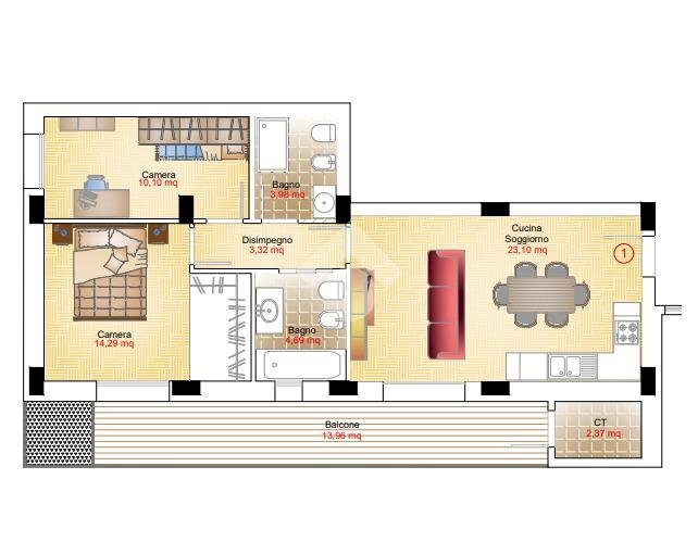 Three-room apartment Zona Polo Scolastico, Rimini - photo 1
