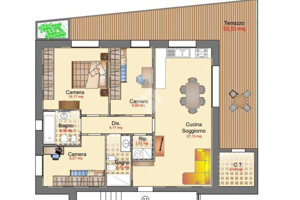 Four-room apartment Piazza Dossi, Rimini - floor plans 1