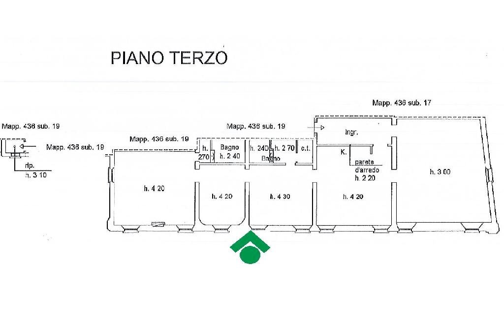 Four-room apartment Via Savonarola, Ferrara - floor plans 1