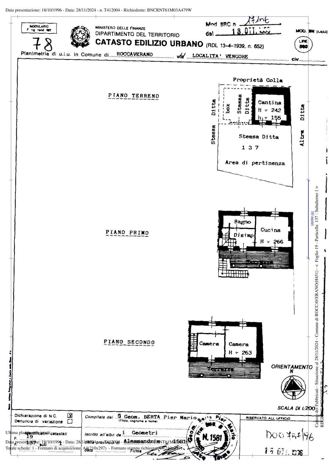 Rustico Regione Vengore S.N.C., Roccaverano - planimetria 1