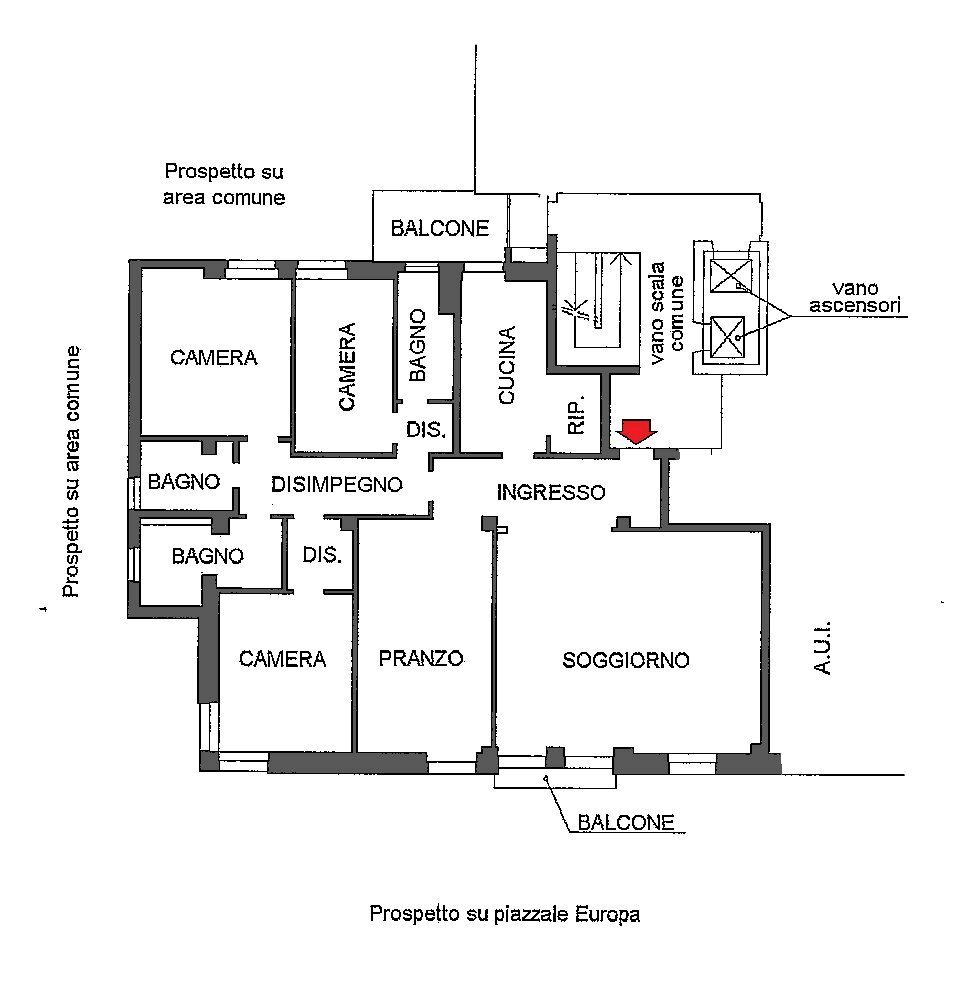 Appartamento piazzale Europa, 2, Gallarate - planimetria 1