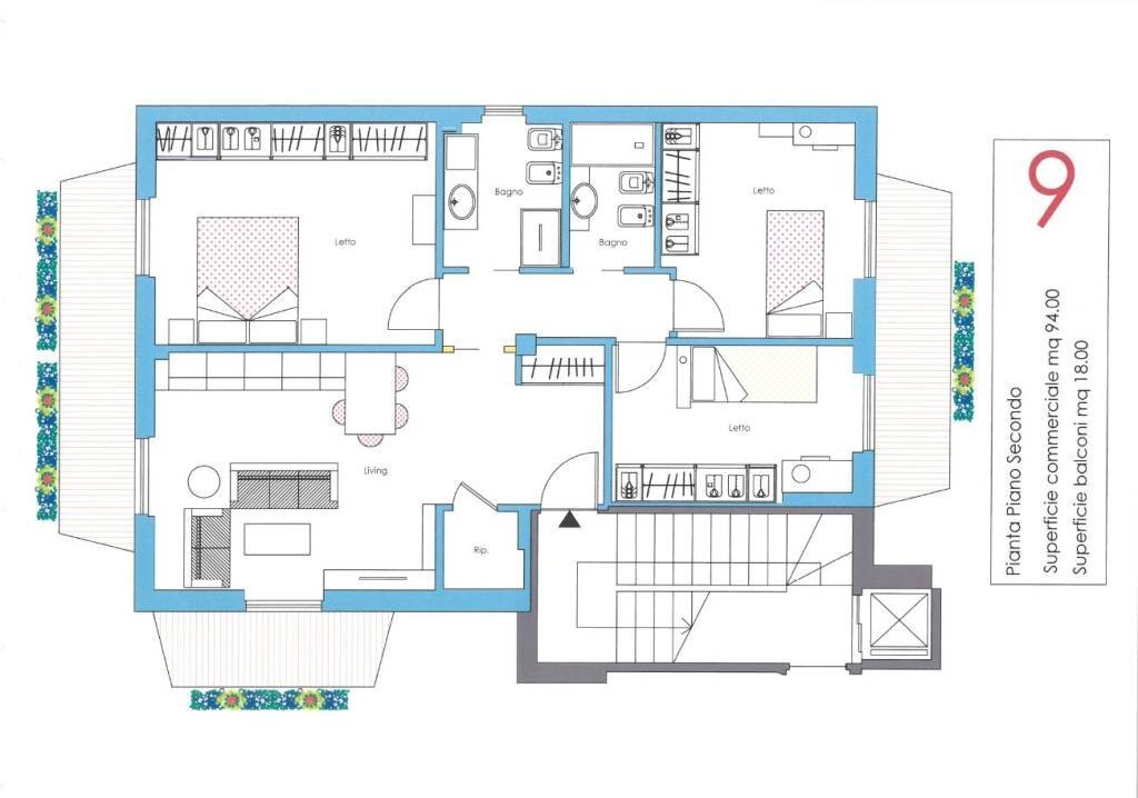 Planimetria - Appartamento via Federico Colla, 111, Celle Ligure - foto 2