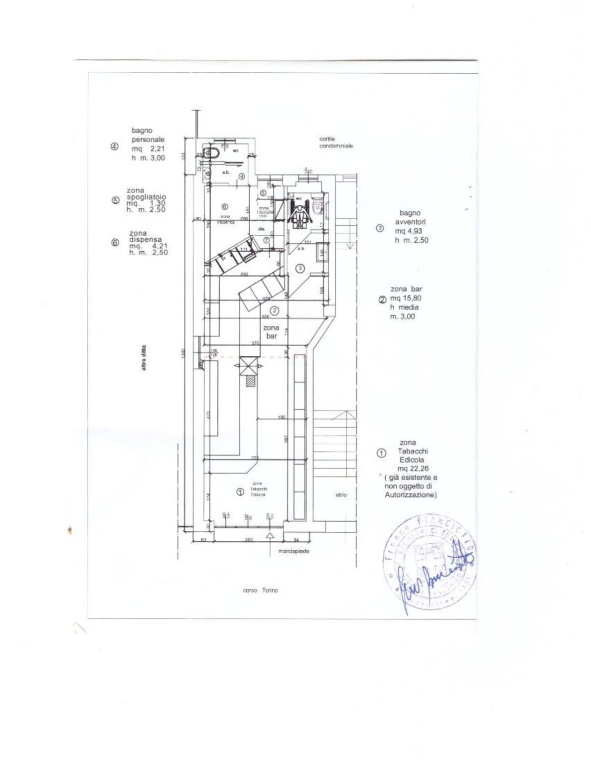 Bar - Tabacchi - Ricevitoria Pinerolo - planimetria 1