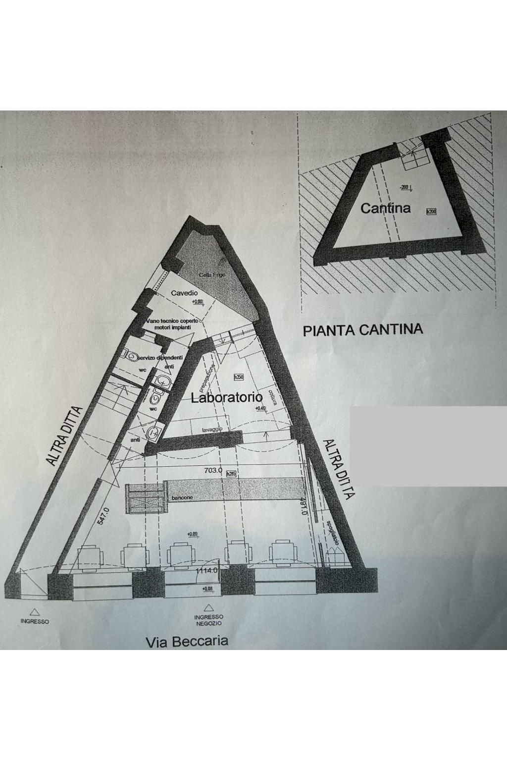 Bar Tavola Calda - Fredda via Giovanni Battista Beccaria, Mondovì - planimetria 1