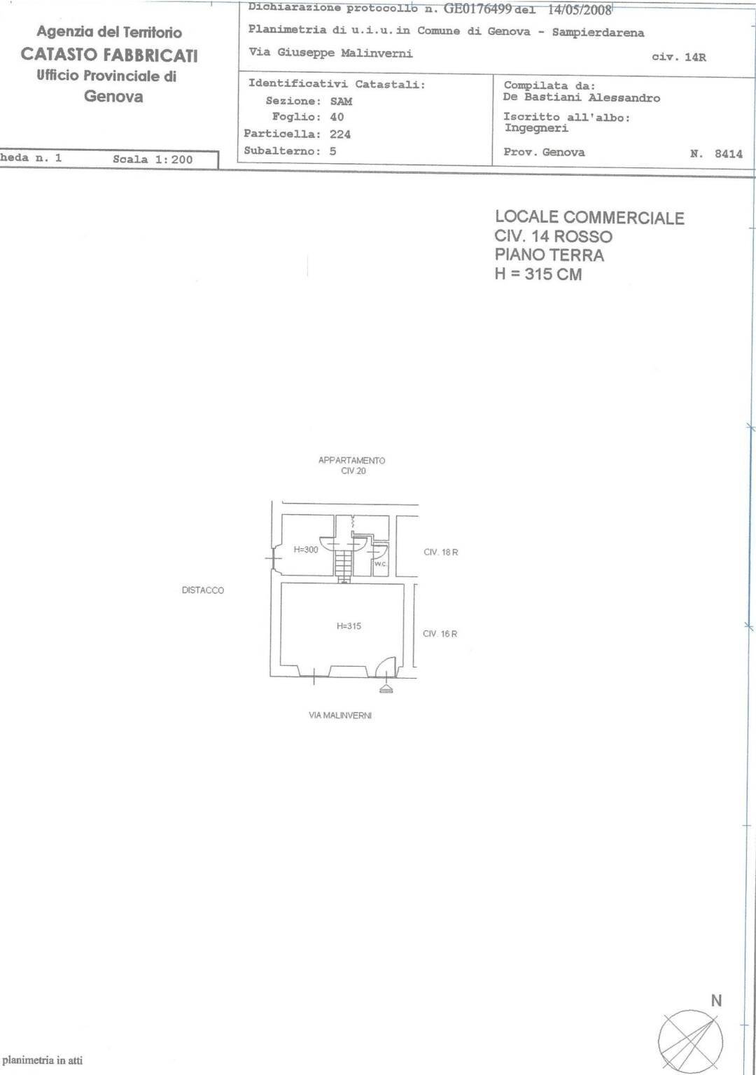 Cafeteria - Cold Bar via Giuseppe Malinverni, 14r, Genova (neighborhood Sampierdarena) - floor plans 1