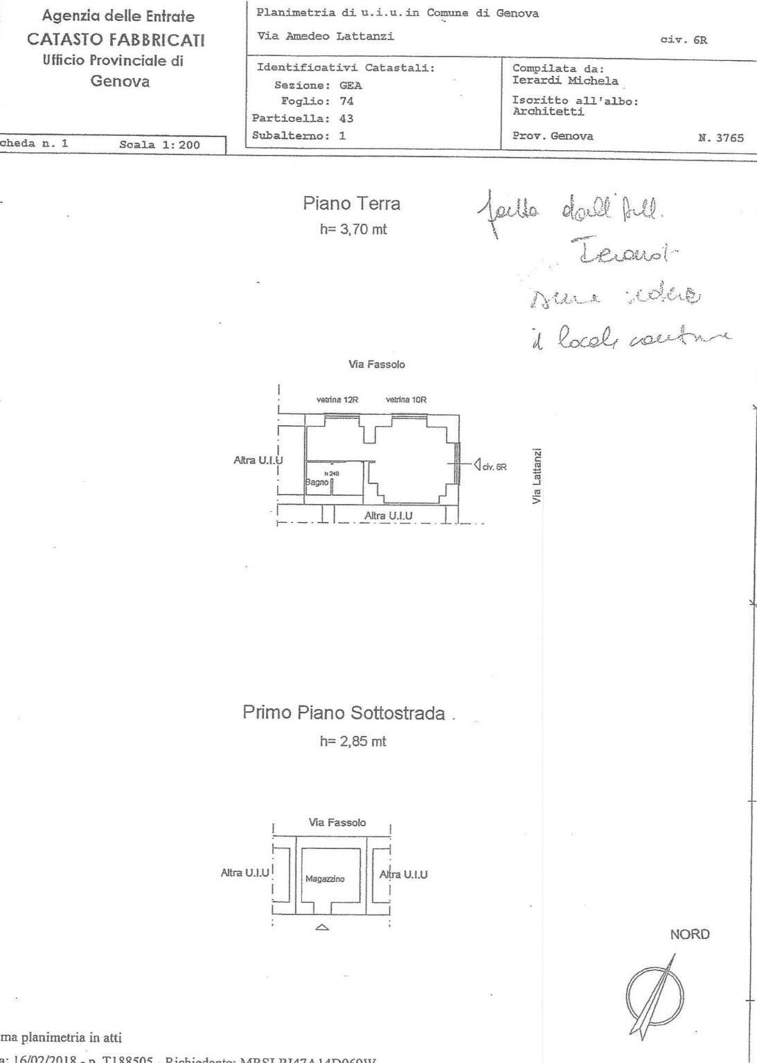 Shop via Amedeo Lattanzi, Genova - floor plans 1
