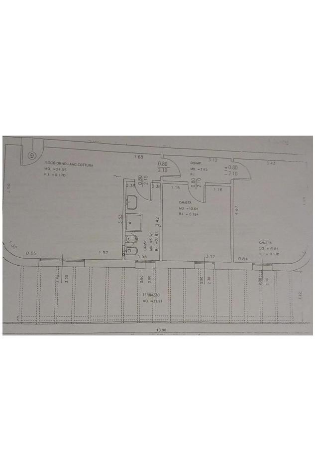 Three-room apartment viale Carlo Pisacane, Ravenna (neighborhood Marina di Ravenna) - floor plans 1